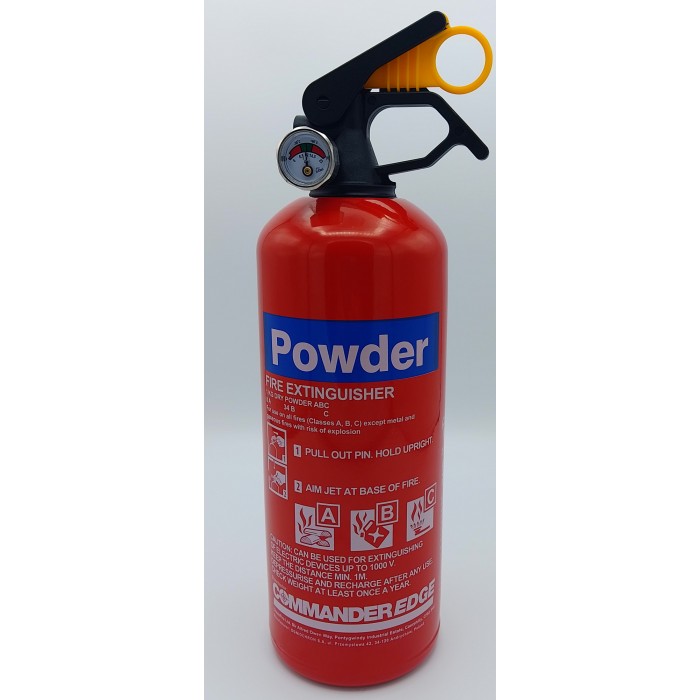 Commander Edge Multi Purpose Powder Fire Extinguisher – 1 kg ABC Fire Extinguisher - Suitable for Electric Fires 
