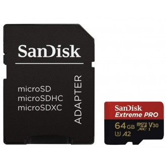SanDisk Extreme PRO Micro SD Card 170MBs Class 10 with SD Adapter 64GB A2 U3 V30 Perfect for 6k Video 