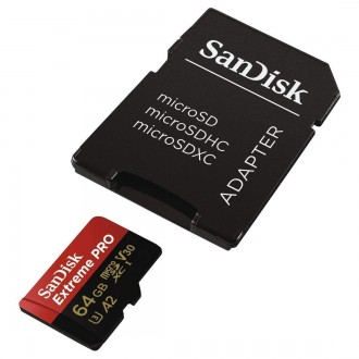 SanDisk Extreme PRO Micro SD Card 170MBs Class 10 with SD Adapter 64GB A2 U3 V30 Perfect for 6k Video 