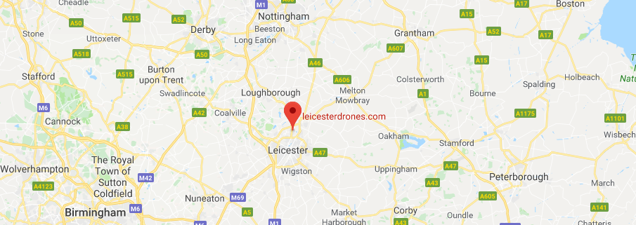 map showing location of Leicester Drones